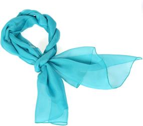 img 3 attached to Women Chiffon Oblong Neckerchief Turquoise