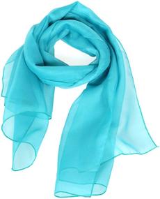 img 2 attached to Women Chiffon Oblong Neckerchief Turquoise