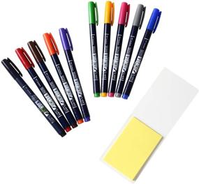 img 3 attached to 🎨 Набор цветных перьевых ручек Tombow Fudenosuke 10 штук, WS-BH10C. Разноцветные перьевые кисти с твердым наконечником Fudenosuke Fude для каллиграфии и рисунков искусства