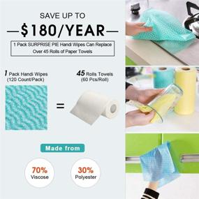 img 2 attached to 🧼 Green Heavy Duty Reusable Cleaning Cloth Wipes - Multi-Purpose Towels for Domestic Use - 3 Rolls, 120 Sheets, 7.87 x 11.81 Inches - Kitchen Rags and Dish Cloths