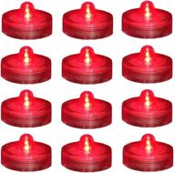 waterproof submersible led tea lights, battery operated flameless tea candles, ideal for party & wedding decorations, pack of 12, red логотип