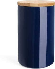 img 4 attached to 🍶 Sweese 817.103 Porcelain Food Storage Jar with Bamboo Lid - 65oz/1930ml Airtight Coffee Container for Ground Coffee, Flour, Tea, Sugar - Navy