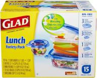 glad food storage containers, lunch assortment pack, 15 count logo