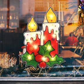 img 3 attached to 🕯️ Alladinbox 17 Inch Christmas Decorations: Lighted Window Silhouette Candles with Holly and Berry - Festive Wall Hanging/Table Mantel Ornament for Indoor/Outdoor Use (2AA Batteries not Included)