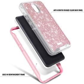 img 1 attached to 🌟 E-Began Glitter Rose Gold Case for BLU Wiko Ride, Vision 2, Radiant Core, and Cricket Icon - Shockproof Full-Body Protective Bumper with Built-in Screen Protector