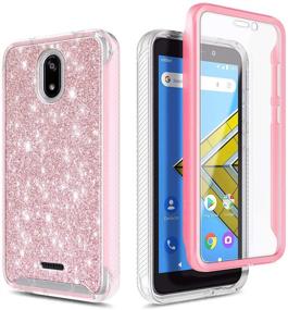 img 3 attached to 🌟 E-Began Glitter Rose Gold Case for BLU Wiko Ride, Vision 2, Radiant Core, and Cricket Icon - Shockproof Full-Body Protective Bumper with Built-in Screen Protector