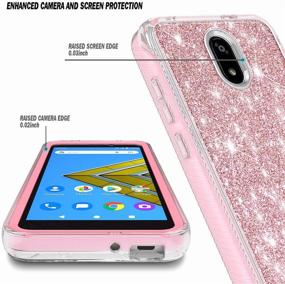 img 2 attached to 🌟 E-Began Glitter Rose Gold Case for BLU Wiko Ride, Vision 2, Radiant Core, and Cricket Icon - Shockproof Full-Body Protective Bumper with Built-in Screen Protector