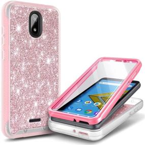 img 4 attached to 🌟 E-Began Glitter Rose Gold Case for BLU Wiko Ride, Vision 2, Radiant Core, and Cricket Icon - Shockproof Full-Body Protective Bumper with Built-in Screen Protector