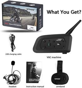 img 1 attached to EJEAS V6C Professional Motorcycle Snowmobile Referee Intercom, Full Duplex 1200M Wireless BT Interphone Earpiece with Referees Headset and Armband, 850mAh Battery