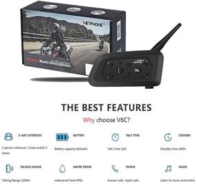 img 2 attached to EJEAS V6C Professional Motorcycle Snowmobile Referee Intercom, Full Duplex 1200M Wireless BT Interphone Earpiece with Referees Headset and Armband, 850mAh Battery