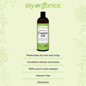 img 2 attached to 🌿 USDA Organic Cold-Pressed Castor Oil (16oz) 100% Pure Hexane-Free - Conditioning & Healing for Dry Skin, Hair Growth - Skin, Hair Care, Eyelashes - Castor oil by Sky Organics