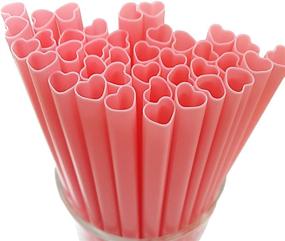 img 4 attached to 🥤 Top-rated 100pcs Pink Heart-Shaped Straws for Disposable Drinking, Individually Wrapped, Ideal for Cocktail Parties, Birthdays, Bridal Showers, and Weddings - Cute plastic pink straw for Kids