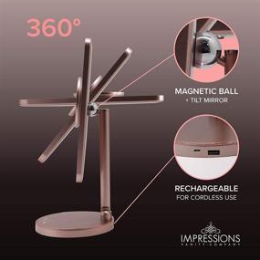 img 2 attached to 💄 Impressions Royale Petit Makeup Mirror: Adjustable LED Light, 360° Turning Base, Wireless Charging (Rose Gold)