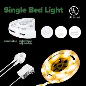 img 2 attached to GZBtech Under Bed Lighting with Motion Sensor: 12V Automatic On/Off Bed Lights for Single Beds – Dimmable LED Strip Night Light, 6.56 FT