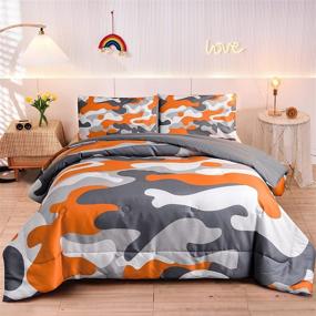 img 4 attached to Meeting Story Camouflage Bedding Set: Orange Camouflage Comforter for All Ages, 3-Piece Reversible Set (Queen Size)