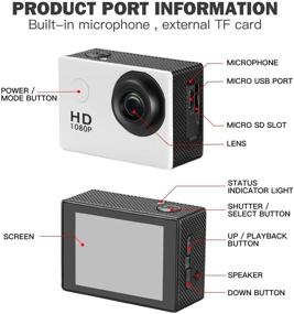 img 3 attached to 📷 Подводная экшн-камера Fusiontec Mini - Full HD 1080P 12MP DV камера, водонепроницаемая до 30 м, спортивная камера с широким углом обзора 140° и множеством аксессуаров.