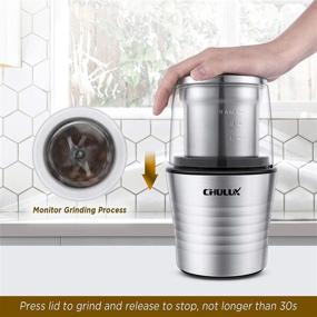 img 2 attached to ☕️ CHULUX Electric Coffee Bean Grinder - Coffee Bean, Dried Spices, and Wet Ingredients - Two 2.5 OZ Removable Cups - Stainless Steel Blades - Lid Activated Safety Switch - Spice Grinder Electric