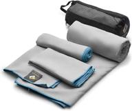 🏕️ olimpiafit microfiber towels - quick dry 3 size pack (51inx31in, 30inx15in, 15inx15in) for camping, sports, beach, backpacking, gym, and travel - soft, compact, lightweight towels with bag логотип