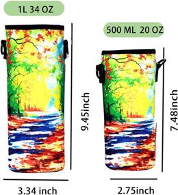 img 3 attached to Stylish Neoprene Water Bottle Carrier - Insulated Sleeve with Adjustable Shoulder Strap for Men, Women, Kids - Ideal for Travel, Camping, Walking, Hiking, and Running