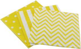 img 4 attached to 🍽️ Youmewell Disposable Striped Chevron Polka Dot Yellow Paper Luncheon Party Napkins - 60 Count - 13"x13