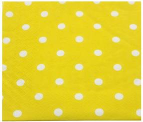 img 1 attached to 🍽️ Youmewell Disposable Striped Chevron Polka Dot Yellow Paper Luncheon Party Napkins - 60 Count - 13"x13