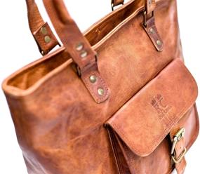 img 1 attached to 👜 RUT CHAS Brown Leather Tote Bag for Women: Satchel Shoulder Handbag - Enhanced SEO