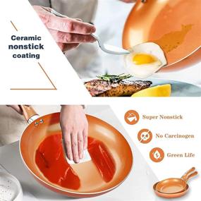img 2 attached to 🍳 FRUITEAM 10pcs Cookware Set: Ceramic Nonstick Soup Pot/Milk Pot/Frying Pans, Copper Aluminum Pan with Lid - Induction Gas Compatible | 1 Year Warranty | Perfect Mothers Day Gifts for Wife