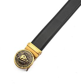 img 1 attached to 👔 Black and Gold Men's Leather Belts - Adjustable Fashion Comfort Accessories