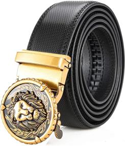 img 3 attached to 👔 Black and Gold Men's Leather Belts - Adjustable Fashion Comfort Accessories