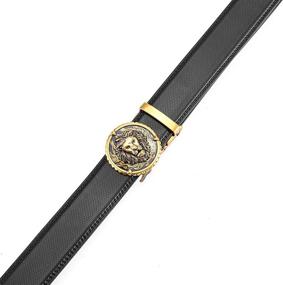 img 2 attached to 👔 Black and Gold Men's Leather Belts - Adjustable Fashion Comfort Accessories