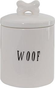 img 4 attached to 🐾 Creative Co-op Woof Ceramic Dog Treat Jar: White, 6" Round x 8.5" Tall with Bone Handle