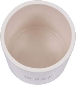 img 1 attached to 🐾 Creative Co-op Woof Ceramic Dog Treat Jar: White, 6" Round x 8.5" Tall with Bone Handle