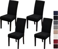 🪑 black stretch dining chair covers set of 4 - lacoreka dining room chair slipcover, parsons chair protector cover, kitchen chair covers for dining room logo