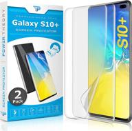 power theory 2-pack screen protector film for samsung galaxy s10 plus - not glass, full cover, case friendly, flexible anti-scratch film logo