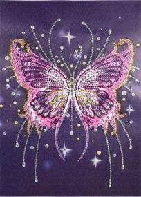 img 3 attached to 🦋 ABEUTY Pink Butterfly: Diamond Painting DIY 5D Special Shape Rhinestones with Partial Drill Crystal Diamond Art Kits