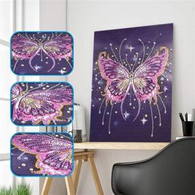 img 1 attached to 🦋 ABEUTY Pink Butterfly: Diamond Painting DIY 5D Special Shape Rhinestones with Partial Drill Crystal Diamond Art Kits