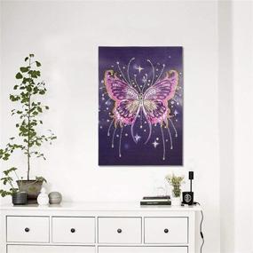 img 2 attached to 🦋 ABEUTY Pink Butterfly: Diamond Painting DIY 5D Special Shape Rhinestones with Partial Drill Crystal Diamond Art Kits