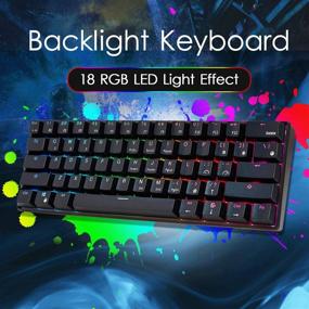 img 2 attached to 💥 RK ROYAL KLUDGE RK61 Wired 60% Mechanical Gaming Keyboard - RGB Backlit, Ultra-Compact Blue Switch, Black: A Compact Powerhouse for Gaming Enthusiasts