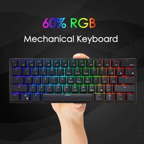 img 3 attached to 💥 RK ROYAL KLUDGE RK61 Wired 60% Mechanical Gaming Keyboard - RGB Backlit, Ultra-Compact Blue Switch, Black: A Compact Powerhouse for Gaming Enthusiasts