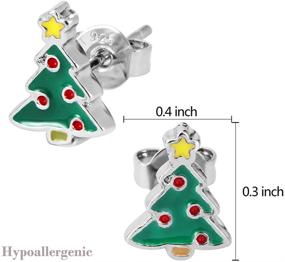 img 2 attached to Hypoallergenic Christmas Stud Earring Set - 5 Pairs Gift Earrings for 🎅 Women & Teens: Festive Santa Claus, Candy Cane, Snowman & Christmas Tree Designs