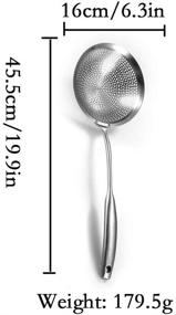 img 2 attached to 🥄 Silver Stainless Steel Skimmer Slotted Spoon with Deep Spider Strainer - Ideal for Draining, Frying, and Cooking. Vacuum Anti-Scalding Colander Utensil for Everyday Use.