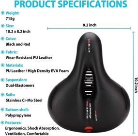 img 3 attached to 🚲 LUXOTON Most Comfortable Bike Seat - Wide Bicycle Saddle Replacement Memory Foam Soft Padded Cushion with Dual Shock Absorbing Rubber Balls - Universal Fit for Indoor and Outdoor Cycling - Waterproof Cover Included