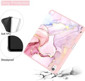 img 2 attached to Slim Protective Trifold iPad Air 4 Case 10.9 Inch 2020 with Pencil Holder, Auto Wake/Sleep - Pink Marble