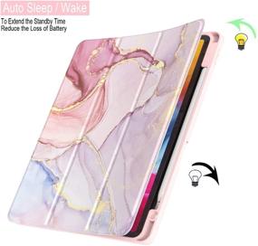 img 1 attached to Slim Protective Trifold iPad Air 4 Case 10.9 Inch 2020 with Pencil Holder, Auto Wake/Sleep - Pink Marble