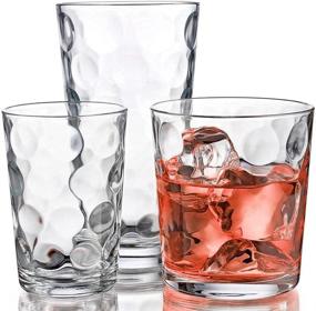 img 4 attached to 🍹 18 Piece Mixed Drinkware Glassware Set: Tumblers 17 oz., Rock 13 oz., and Juice 7 oz. – Home Essentials & Beyond Glass Cups Drinking Glasses