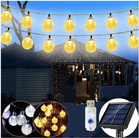 img 4 attached to 🌞 Outdoor Solar String Lights - 36Ft with 60 LED Crystal Ball, Waterproof Solar Powered/USB, 8 Modes Decorative Lights for Patio, Yard, Party, Christmas, Tree; Indoor/Outdoor (Warm White)