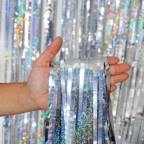img 3 attached to 🎉 Silver Foil Fringe Curtains Party Decorations - Melsan 3 Pack 3.2 x 8.2 ft Tinsel Curtain Party Photo Backdrop for Birthday Party, Baby Shower, or Graduation Decorations