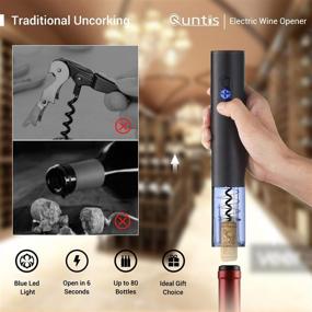 img 3 attached to 🍷 Quntis Electric Wine Opener Set, Battery Operated Bottle Opener with Foil Cutter, Automatic Corkscrew Remover, One-click Button – Ideal Christmas Presents for Dating, Party, Wine Enthusiasts