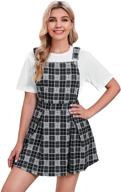 👗 plaid a-line strap pleated mini overall pinafore dress by romwe: stylish women's fashion logo