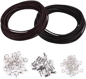 img 4 attached to WXJ13 Genuine Leather Cord: 10m Black & Coffee | Necklace Cord String & Jewelry Findings for Bracelets & Crafts